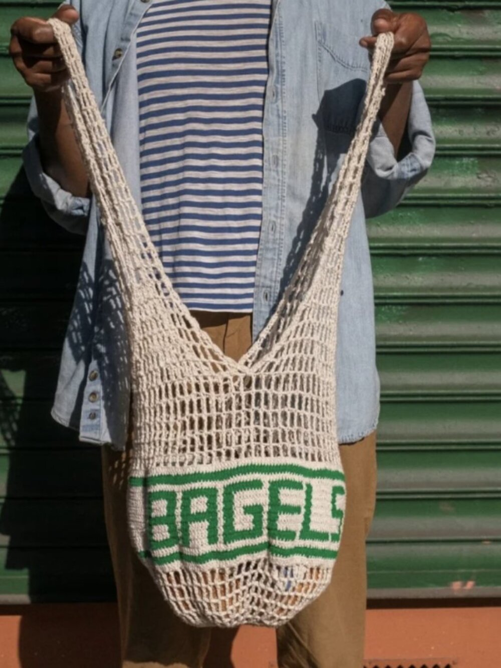 POSSUM Bagel Market Tote/  Crochet Farmers Market Bag